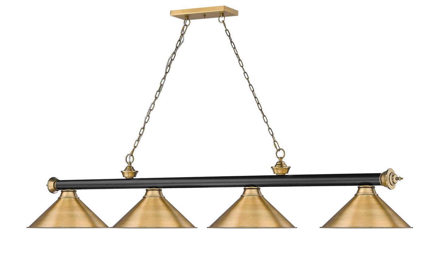 2306-4MB-RB-RB15 - Cordon 4 Light 81" Billiard - Matte Black / Rubbed Brass
