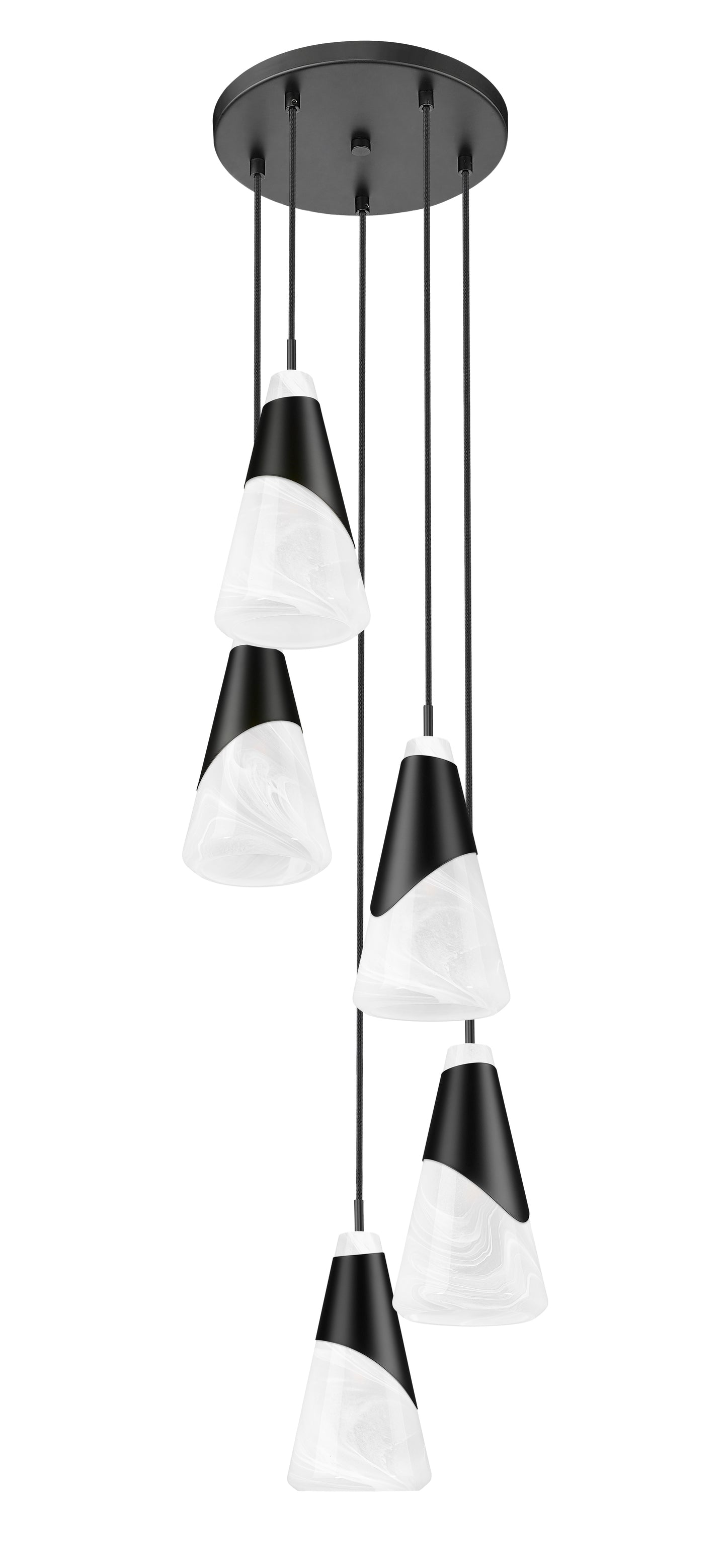 828P6-5R-MB - Aimie 5 Light 12" Chandelier - Matte Black