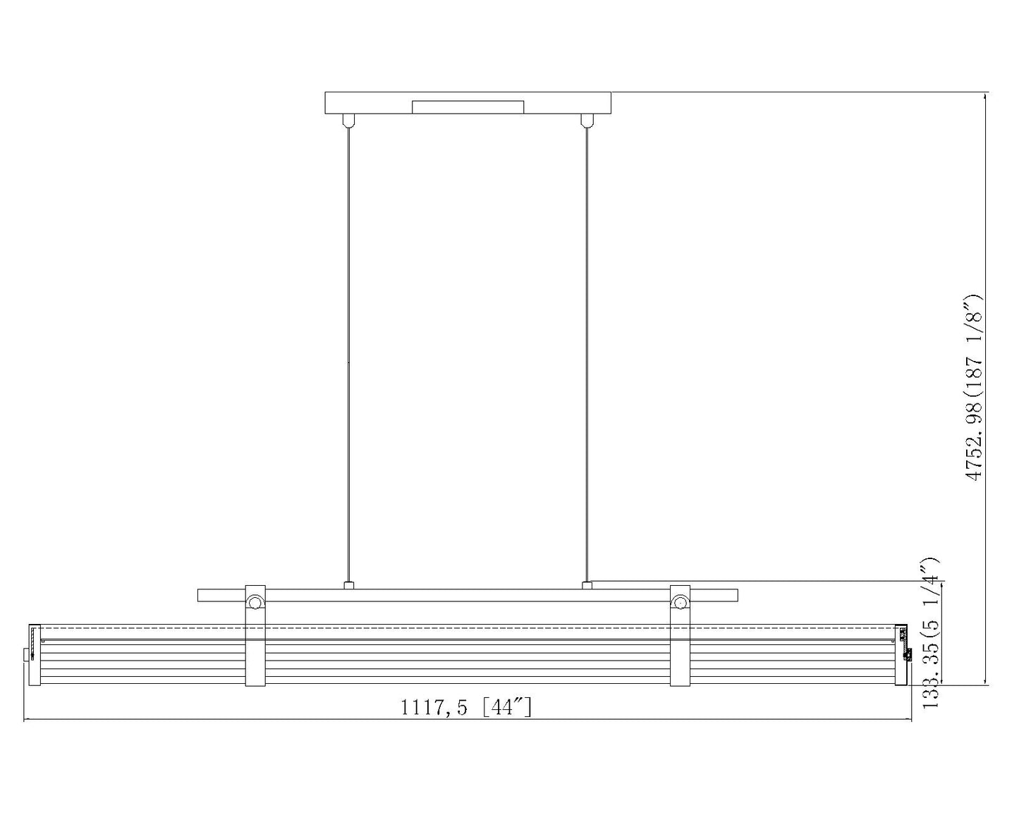 1959-44L-BN-LED - Benoit 1 Light Linear 44" Chandelier - Brushed Nickel