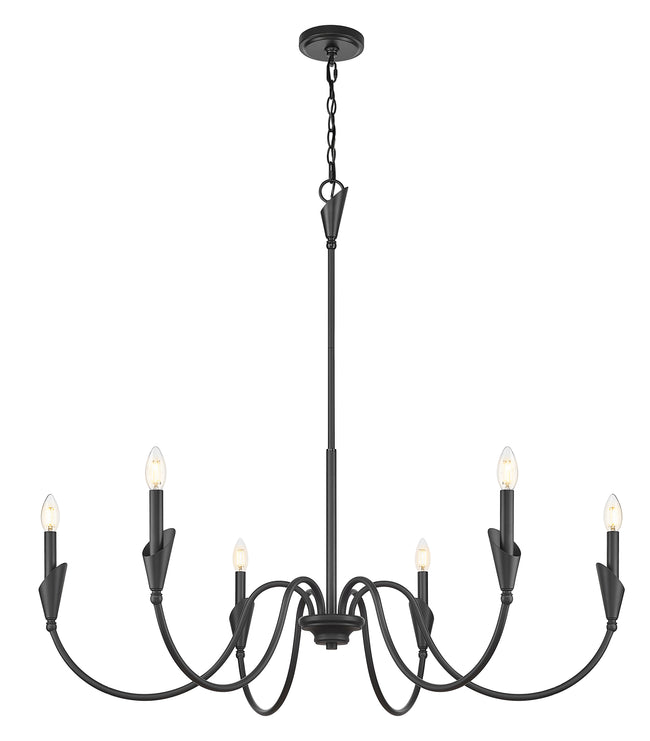 4014-46MB - Claudelle 6 Light 46" Chandelier - Matte Black
