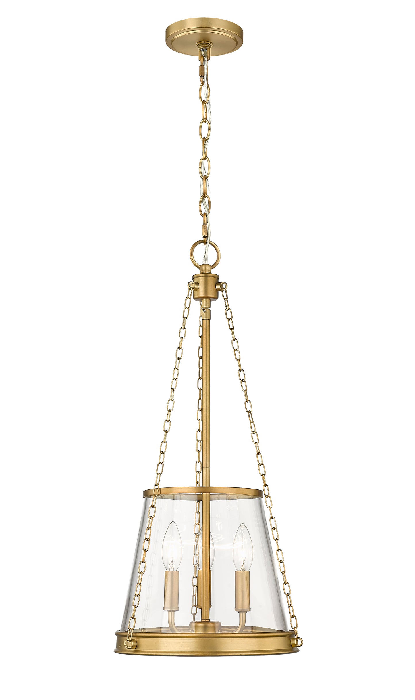 341P12-RB - Prescott 3 Light 12" Pendant - Rubbed Brass