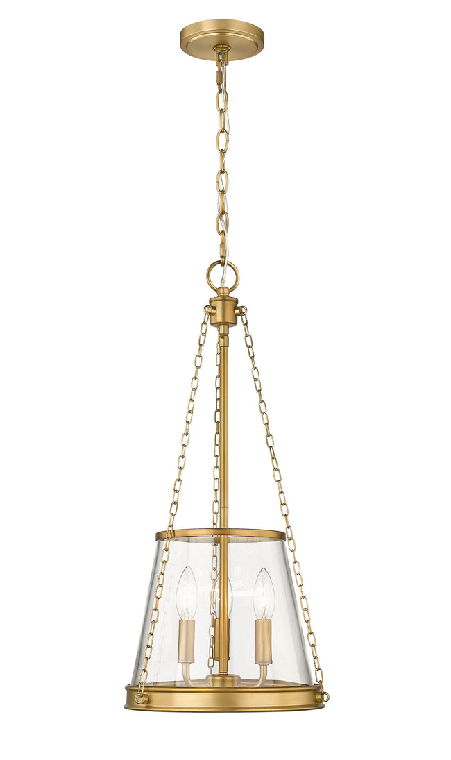 341P12-RB - Prescott 3 Light 12" Pendant - Rubbed Brass