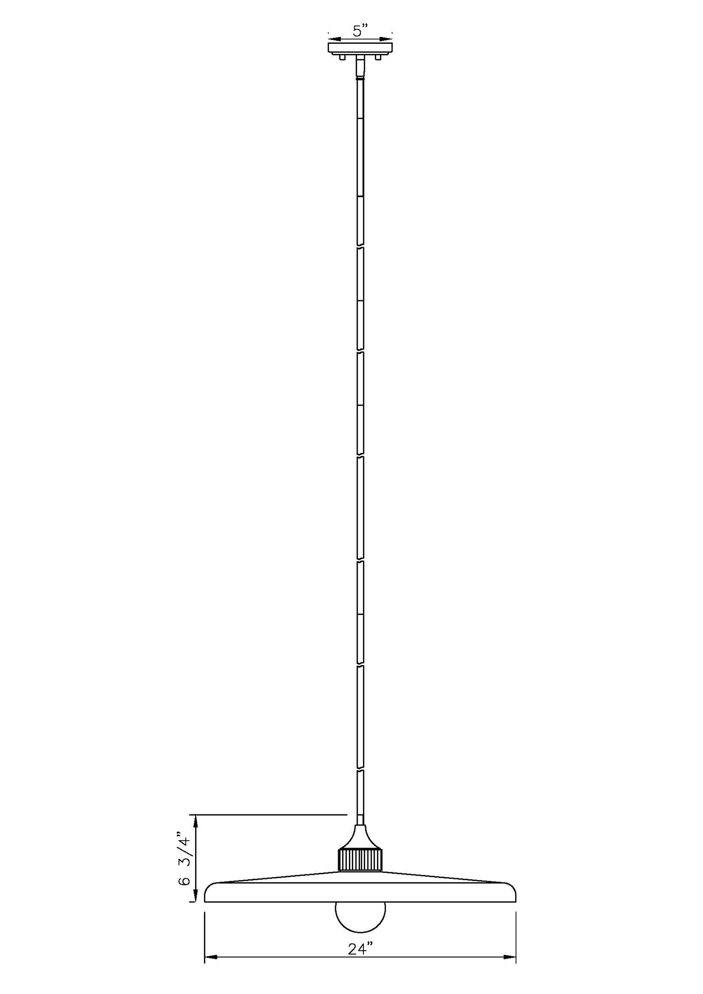 820P24-MB - Paloma 1 Light 24" Pendant - Matte Black