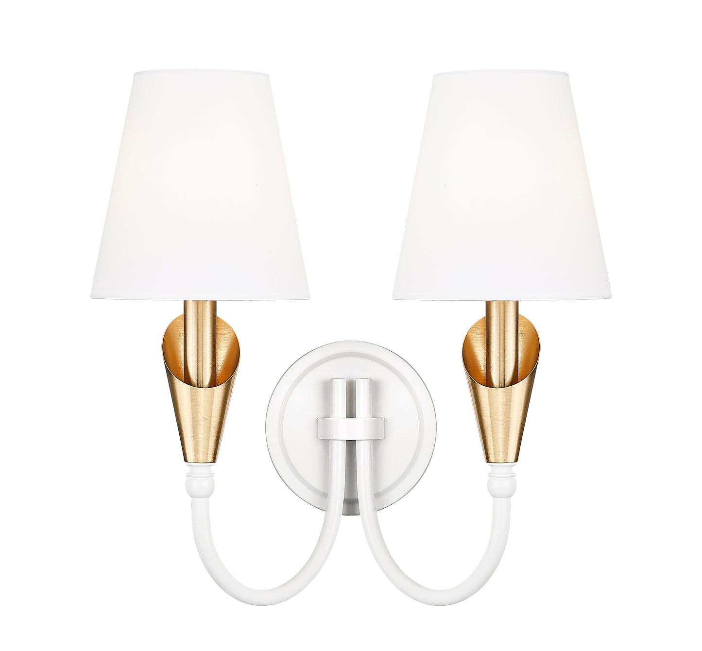 4014-2S-TW-MGLD - Claudelle 2 Light Wall 14" Sconce - Tundra White / Modern Gold