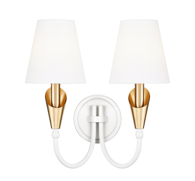 4014-2S-TW-MGLD - Claudelle 2 Light Wall 14" Sconce - Tundra White / Modern Gold