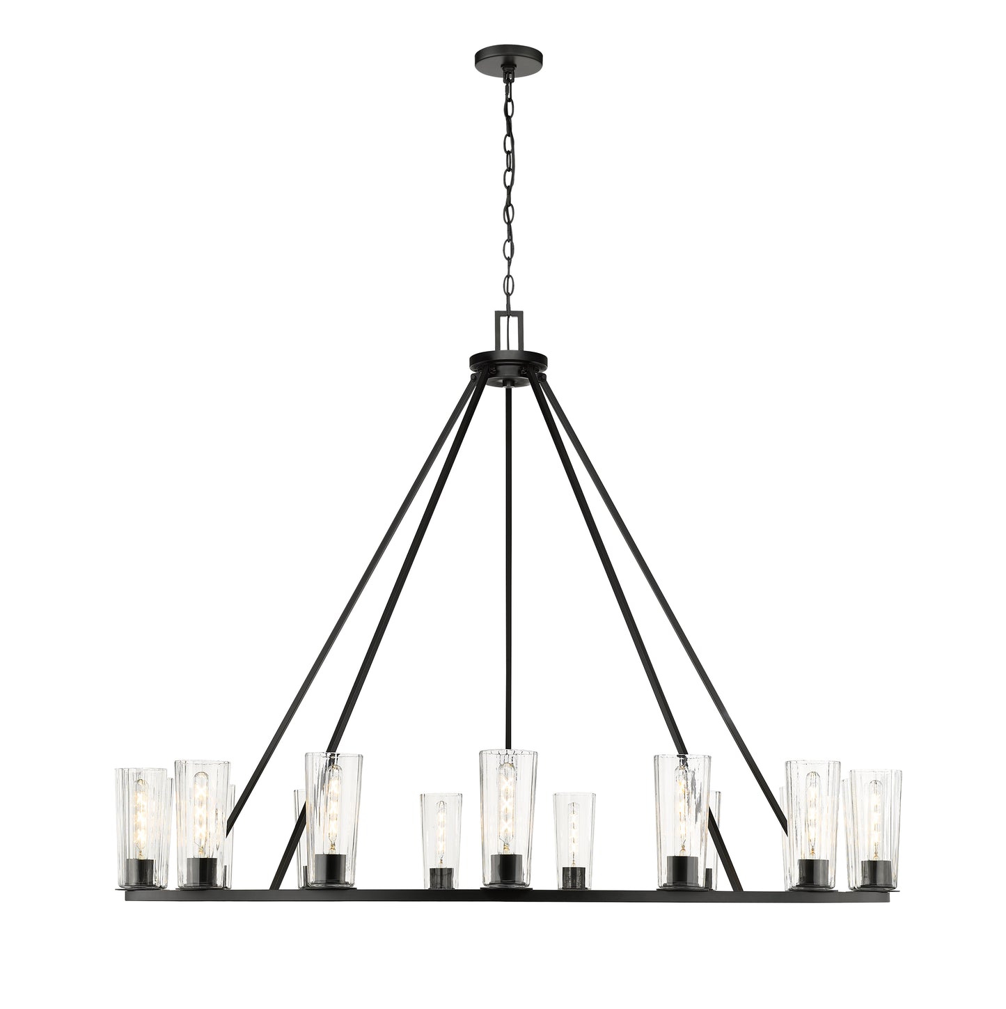 826-15MB - Titus 15 Light 62" Chandelier - Matte Black