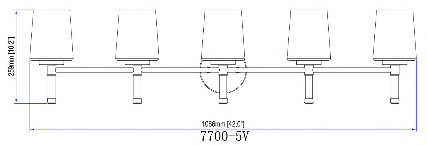 7700-5V-CH - Henri 5 Light 42" Vanity - Chrome