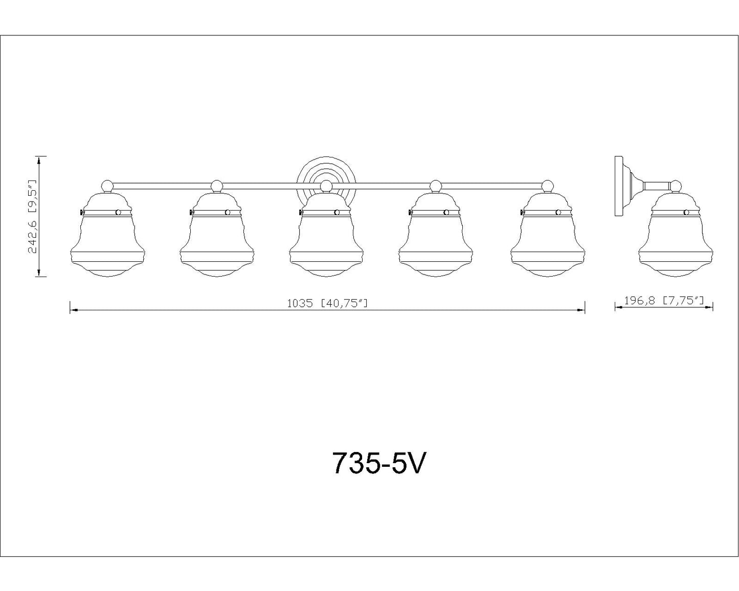 735-5V-LG - Vaughn 5 Light 41" Vanity - Luxe Gold