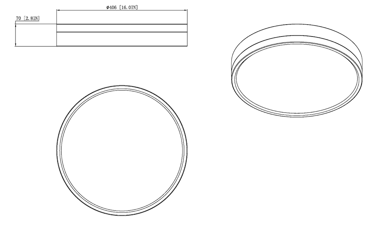 1006F16-MB-LED - Algar 1 Light Flush 16" Mount - Matte Black