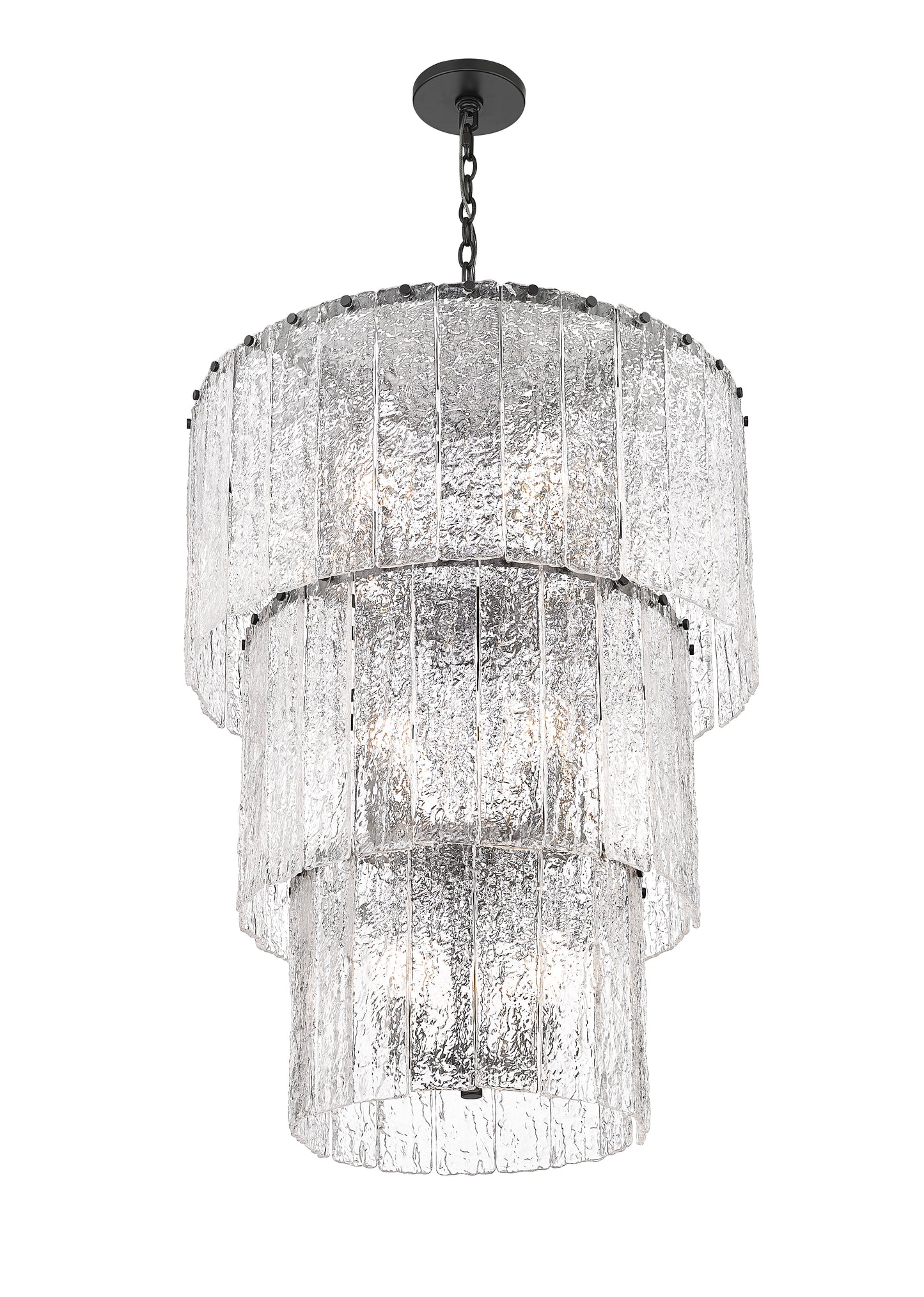 1943-36MB - Glacier 12 Light 28" Chandelier - Matte Black