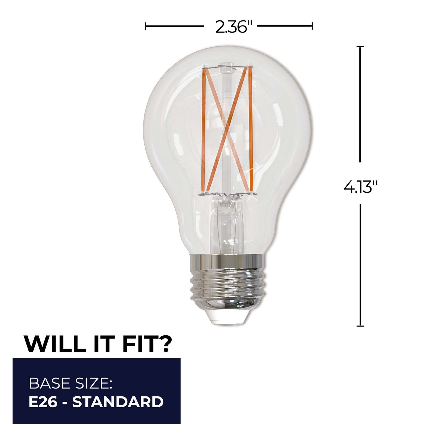 776914 - Dimmable Clear A19 LED Light Bulb - 9 Watt - 3000K - 4 Pack