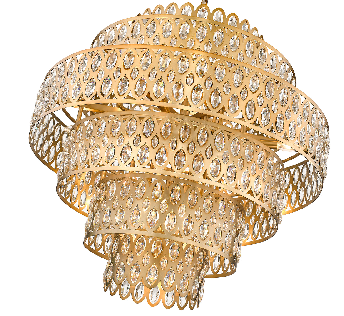822P32-HB - Dealey 17 Light 32" Chandelier - Heirloom Brass