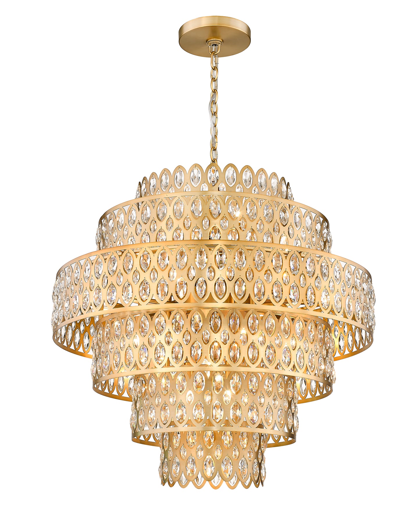 822P32-HB - Dealey 17 Light 32" Chandelier - Heirloom Brass