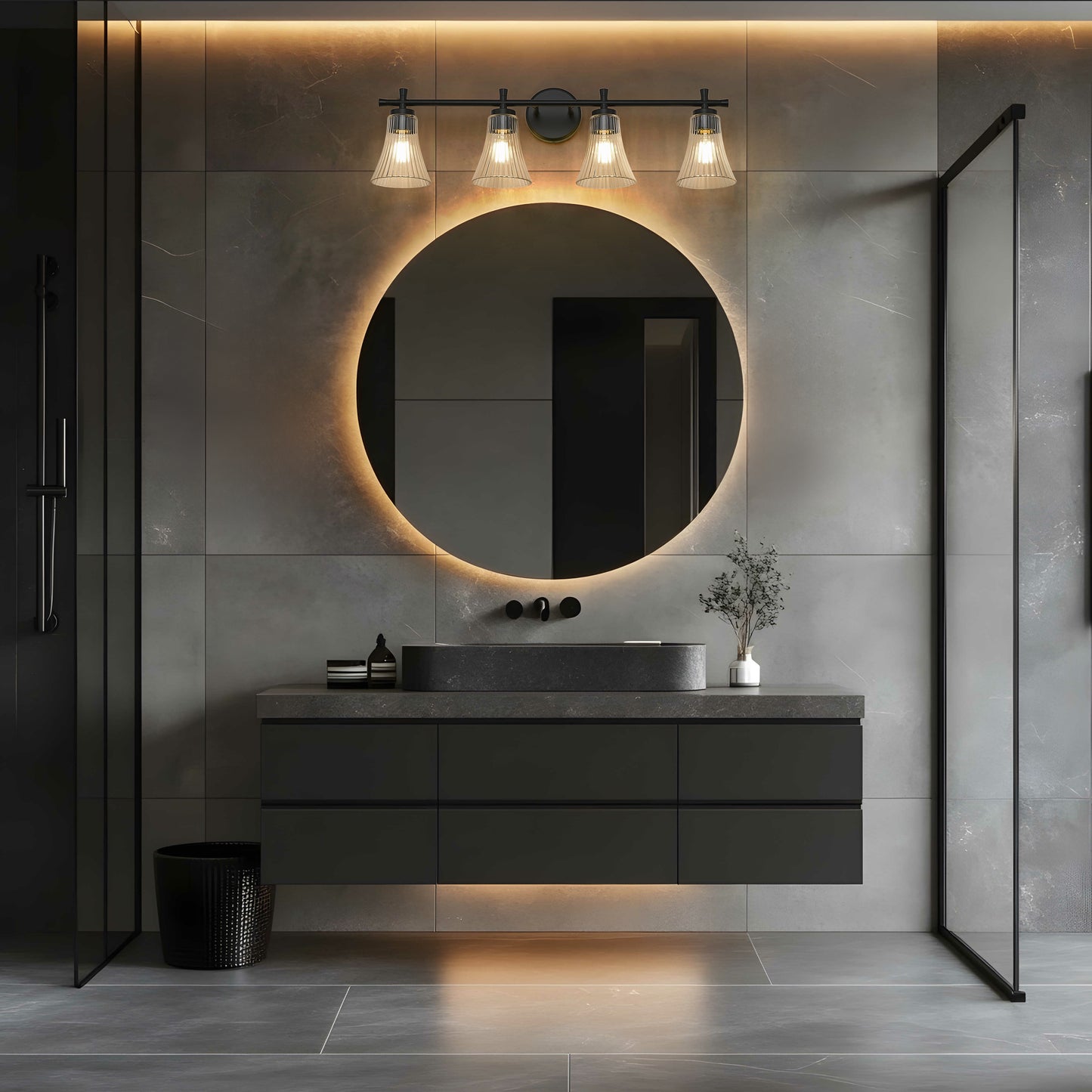 7519-4V-MB - Belle 4 Light 32" Vanity - Matte Black
