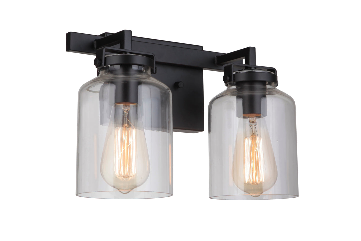 53602-FBDT - Foxwood 2 Light 12.88" Wide Vanity Light - Flat Black / Dark Teak