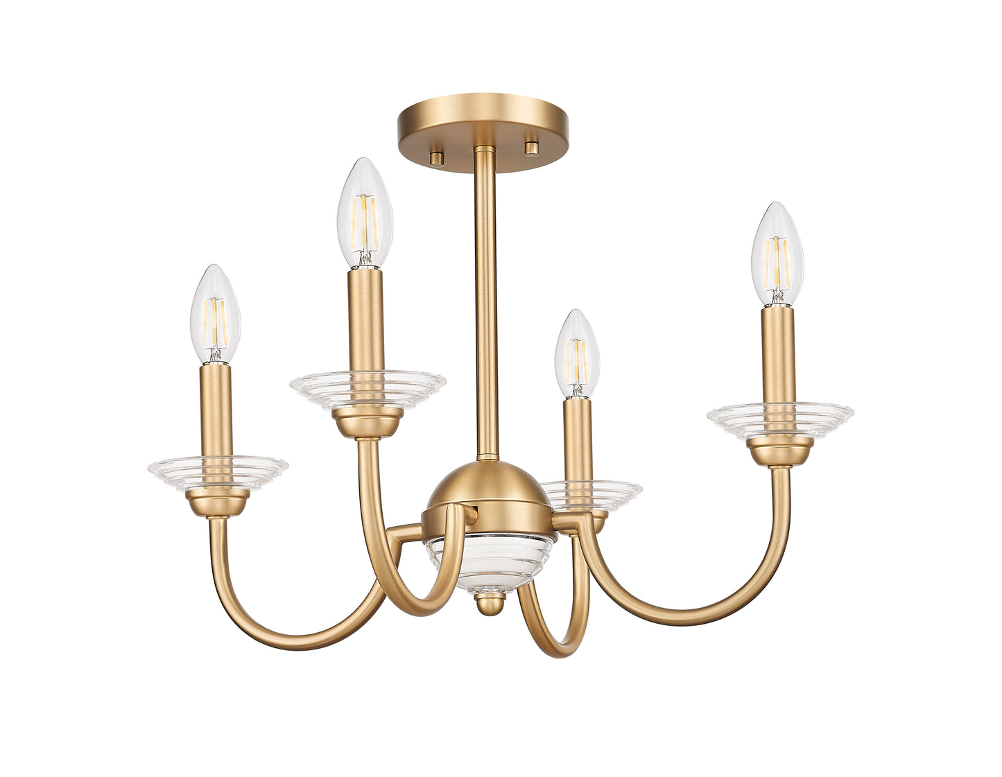 352-4SF-MGLD - Allistair 4 Light Semi Flush 20" Mount - Modern Gold