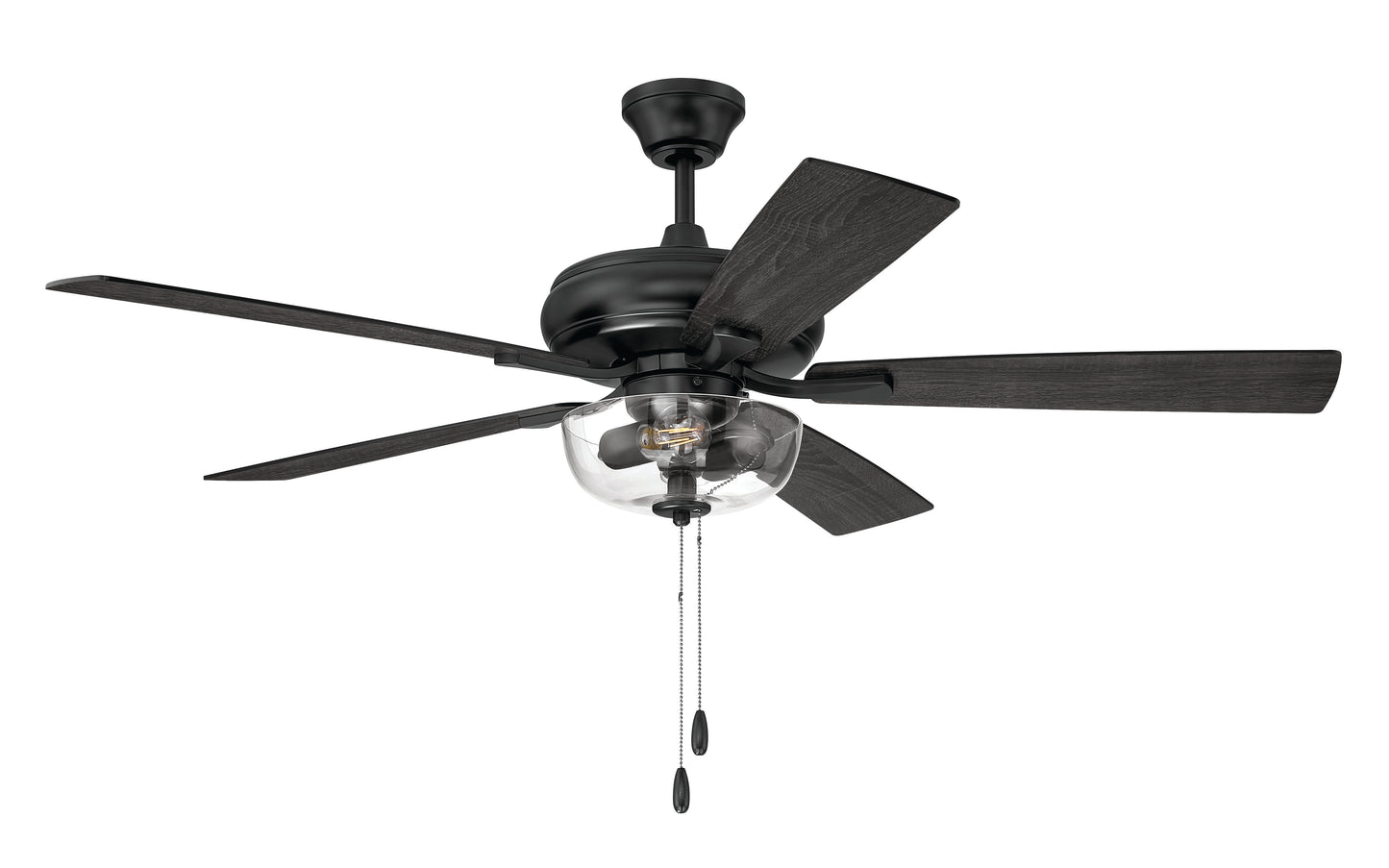 ECF201FB5-FBGW - EOS 2 Light Clear Bowl 52" Ceiling Fan 52" 5 Blade Ceiling Fan with Light Kit - Flat Black