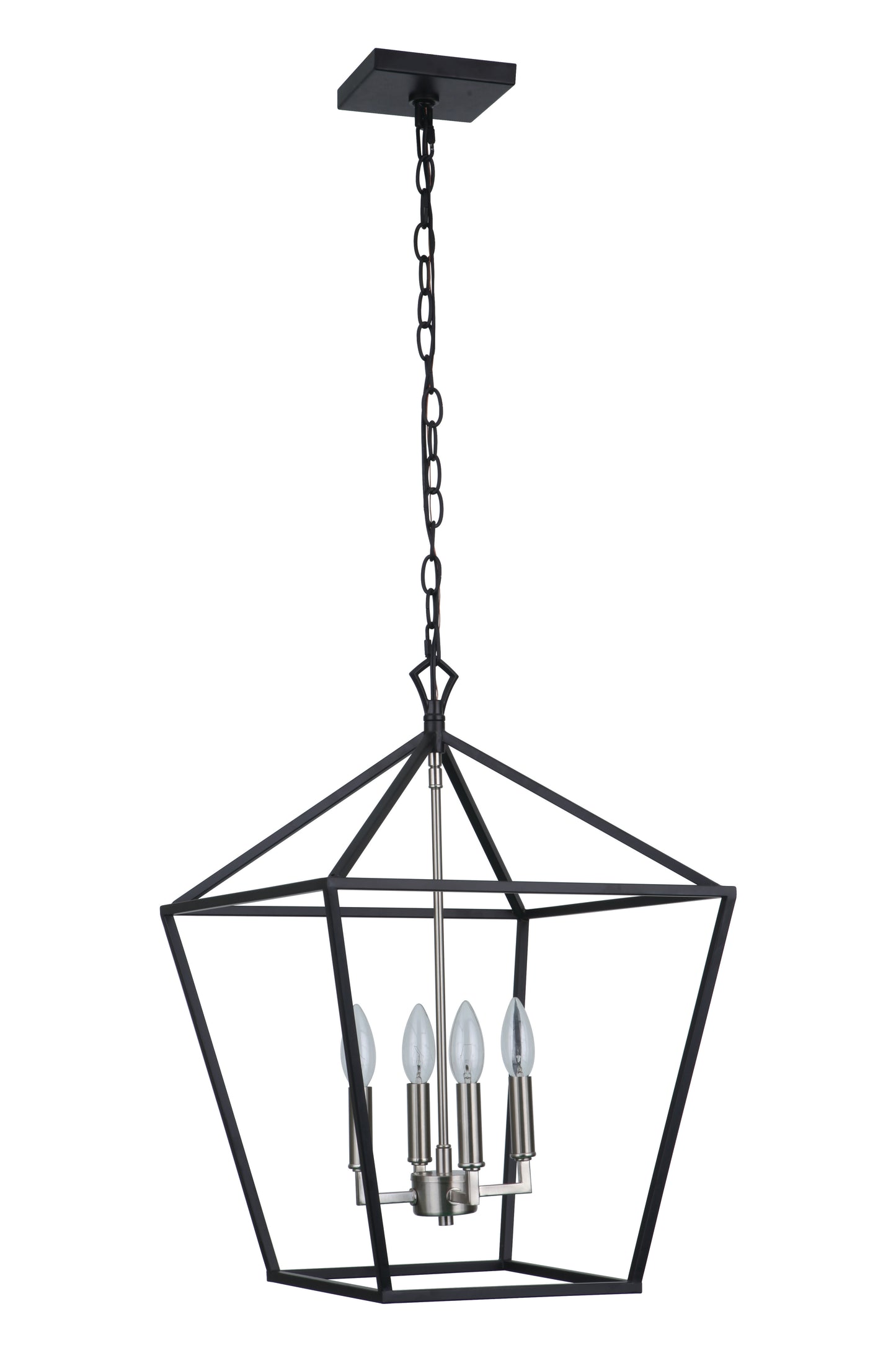 56335-FBBNK - Flynt II 4 Light 16" Wide Foyer Light - Flat Black / Brushed Polished Nickel