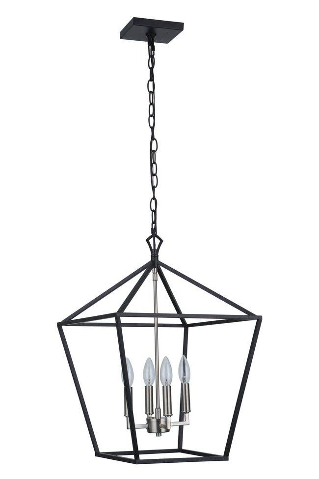 56335-FBBNK - Flynt II 4 Light 16" Wide Foyer Light - Flat Black / Brushed Polished Nickel
