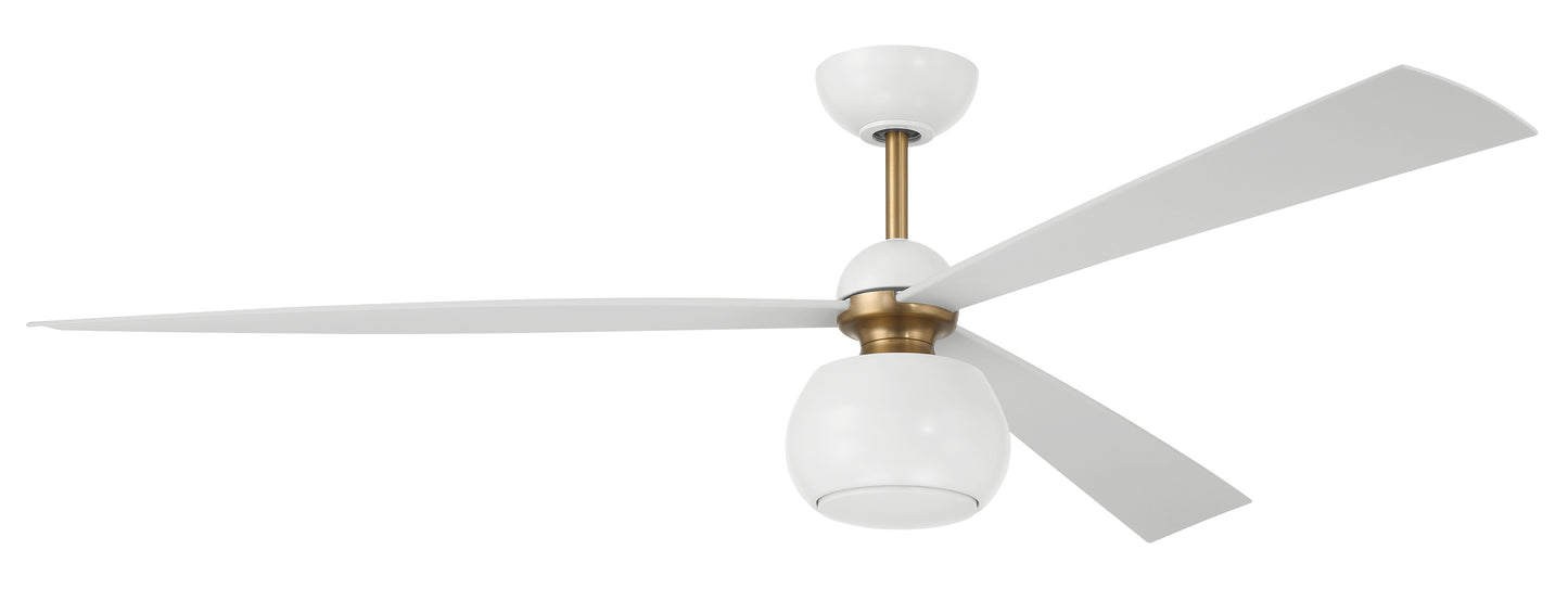 OTT60WSB3 - Otto 60" 3 Blade Ceiling Fan with Light Kit - White / Satin Brass