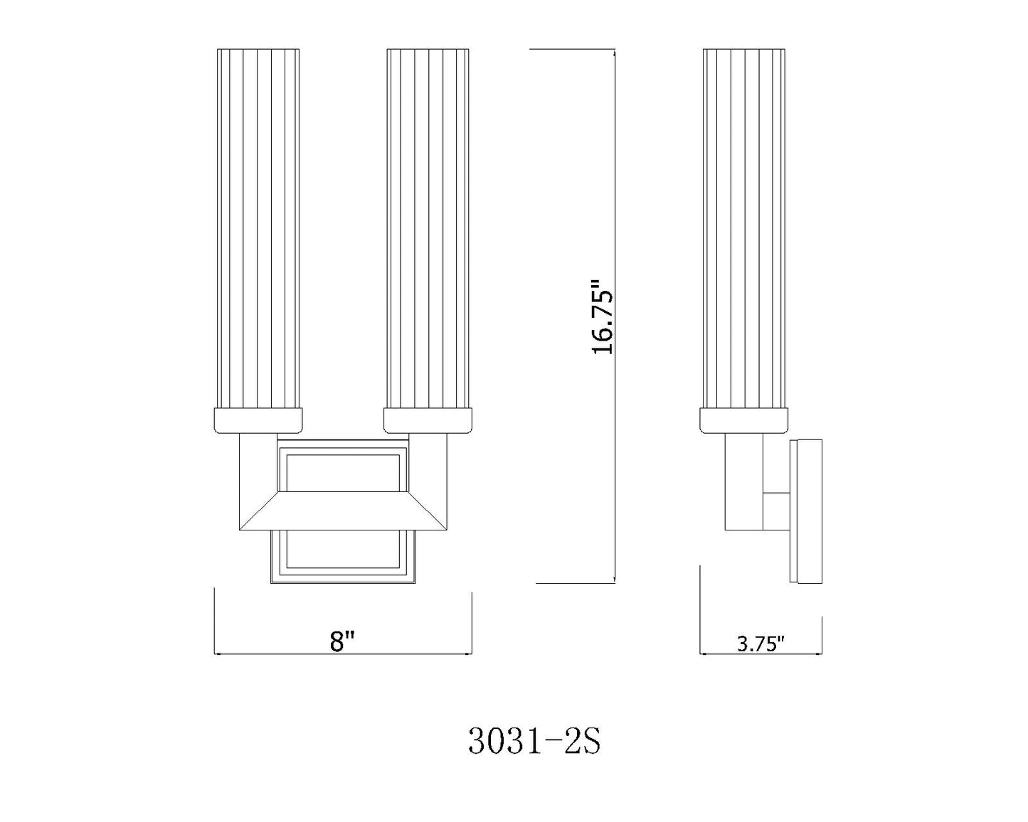 3031-2S-RB - Beau 2 Light Wall 17" Sconce - Rubbed Brass