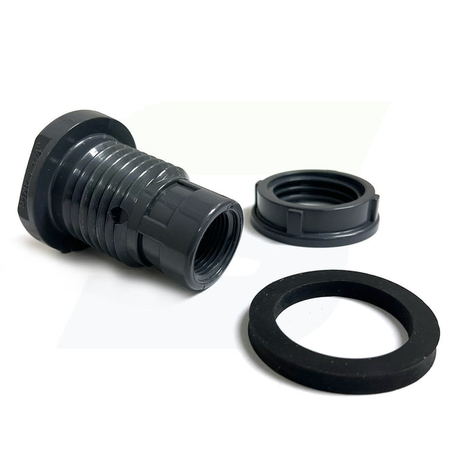 8171-007 - PVC Bulkhead Tank Adapter, Schedule 80, Gray, 3/4" Socket x NPT Female