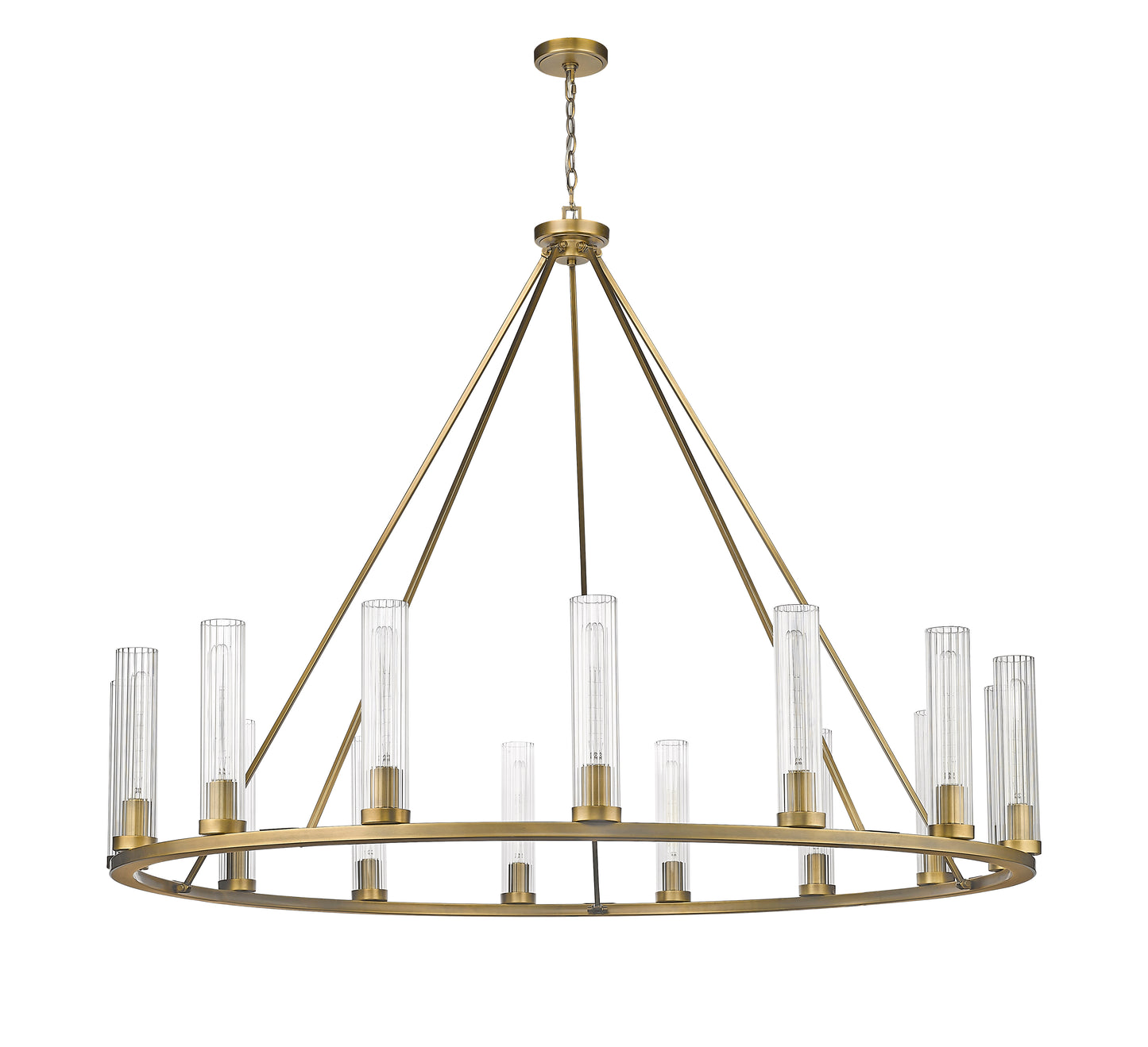 3031-15RB - Beau 15 Light 60" Chandelier - Rubbed Brass