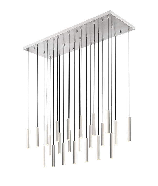 919MP12-23L-BN-LED - Forest 23 Light Linear 54" Chandelier - Brushed Nickel
