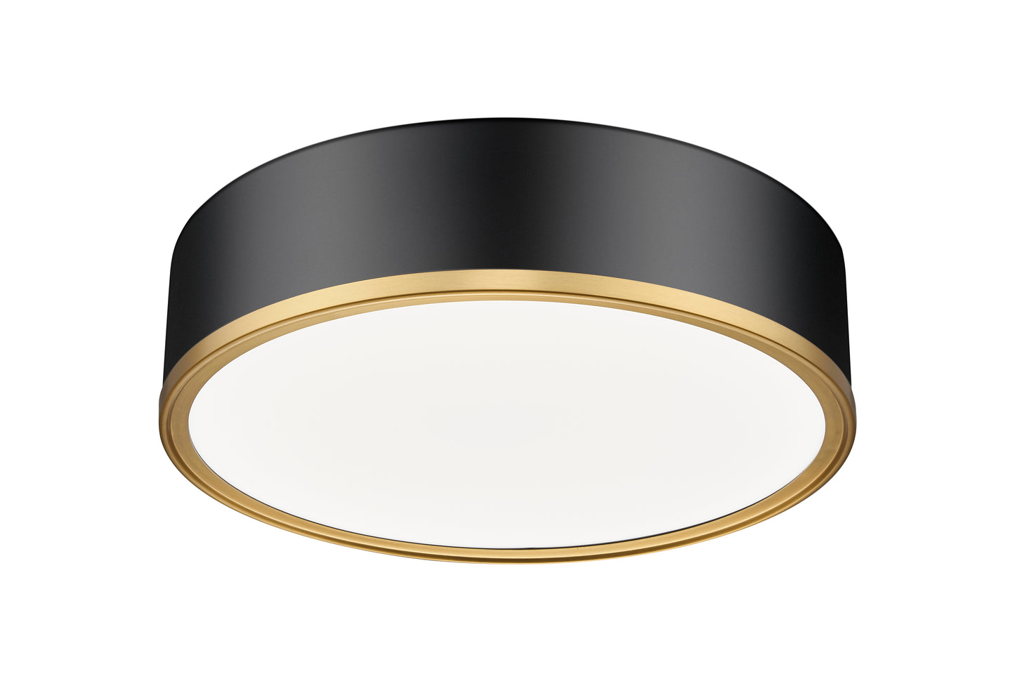 1018F16-MB-MGLD-LED - Bradley 1 Light Flush 16" Mount - Matte Black / Modern Gold