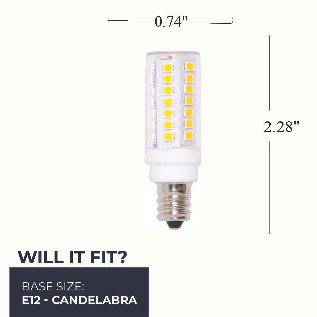770630 - Dimmable T6 LED Mini Candelabra Light Bulb - 5 Watt - 3000K - 3 Pack