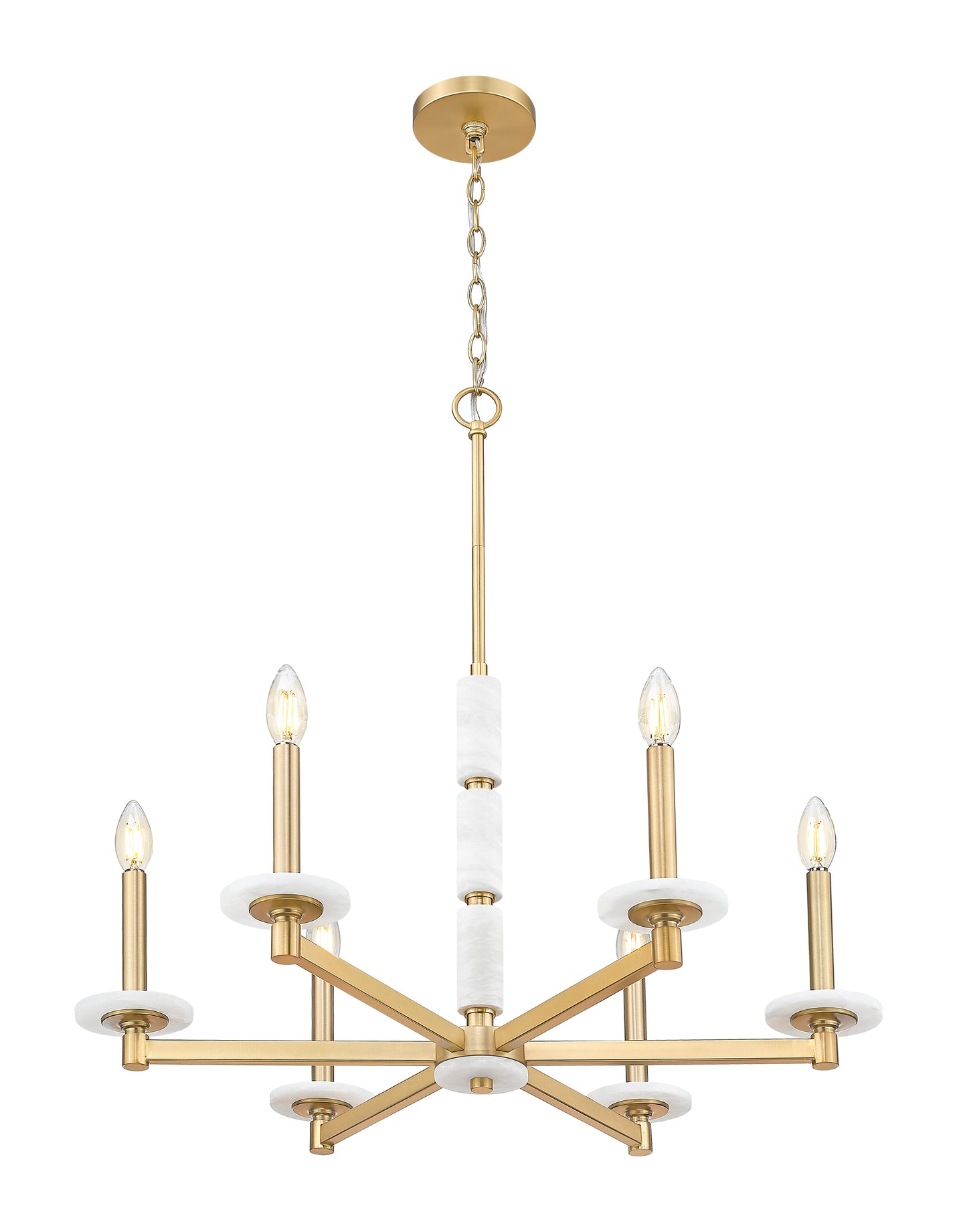 3045-6MGLD - Kaden 6 Light 28" Chandelier - Modern Gold