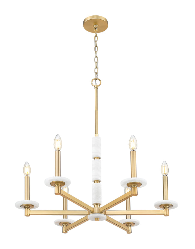 3045-6MGLD - Kaden 6 Light 28" Chandelier - Modern Gold