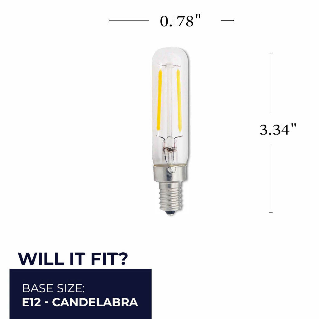 776951 - Dimmable Clear T6 LED Candelabra Light Bulb - 2.5 Watt - 2700K - 6 Pack