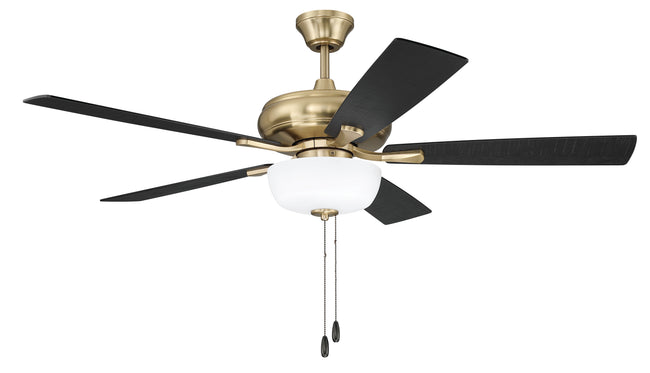 ECF211SB5-BWNFB - EOS 2 Light Frosted White Bowl 52" Ceiling Fan 52" 5 Blade Ceiling Fan with Light Kit - Satin Brass
