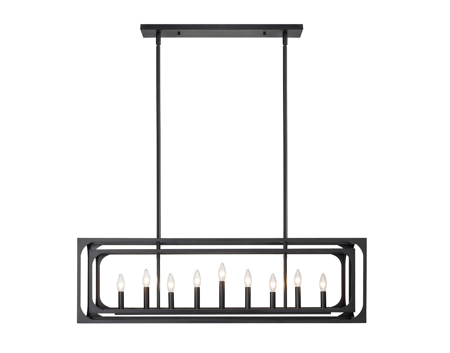3038-9L-MB - Easton 9 Light Linear 44" Chandelier - Matte Black