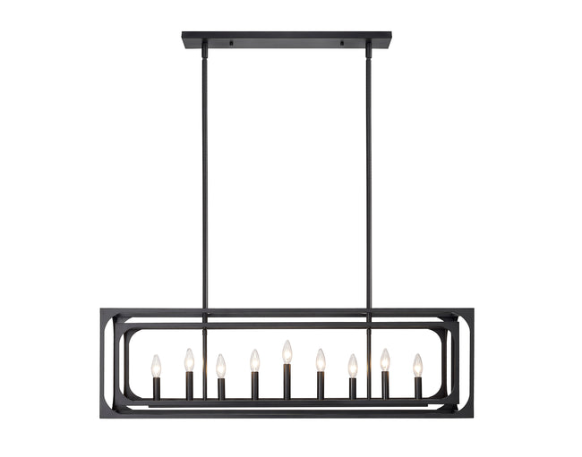 3038-9L-MB - Easton 9 Light Linear 44" Chandelier - Matte Black