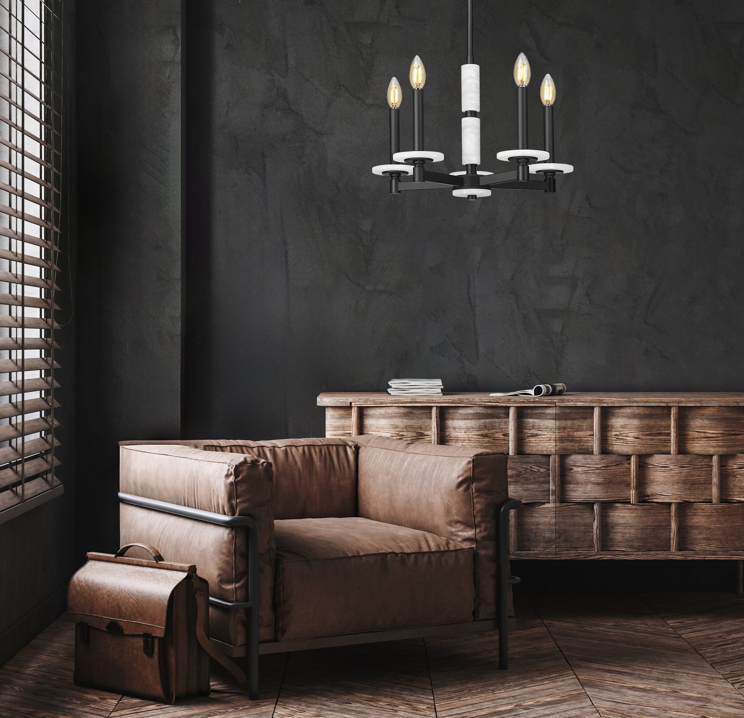 3045-5MB - Kaden 5 Light 18" Chandelier - Matte Black