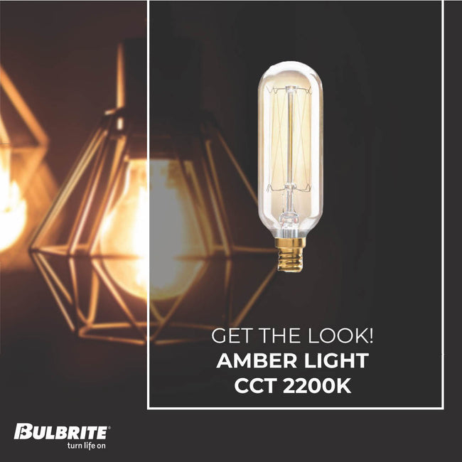 132517 - Dimmable Antique T8 Incandescent Candelabra Light Bulb - 40 Watt - 2200K - 6 Pack