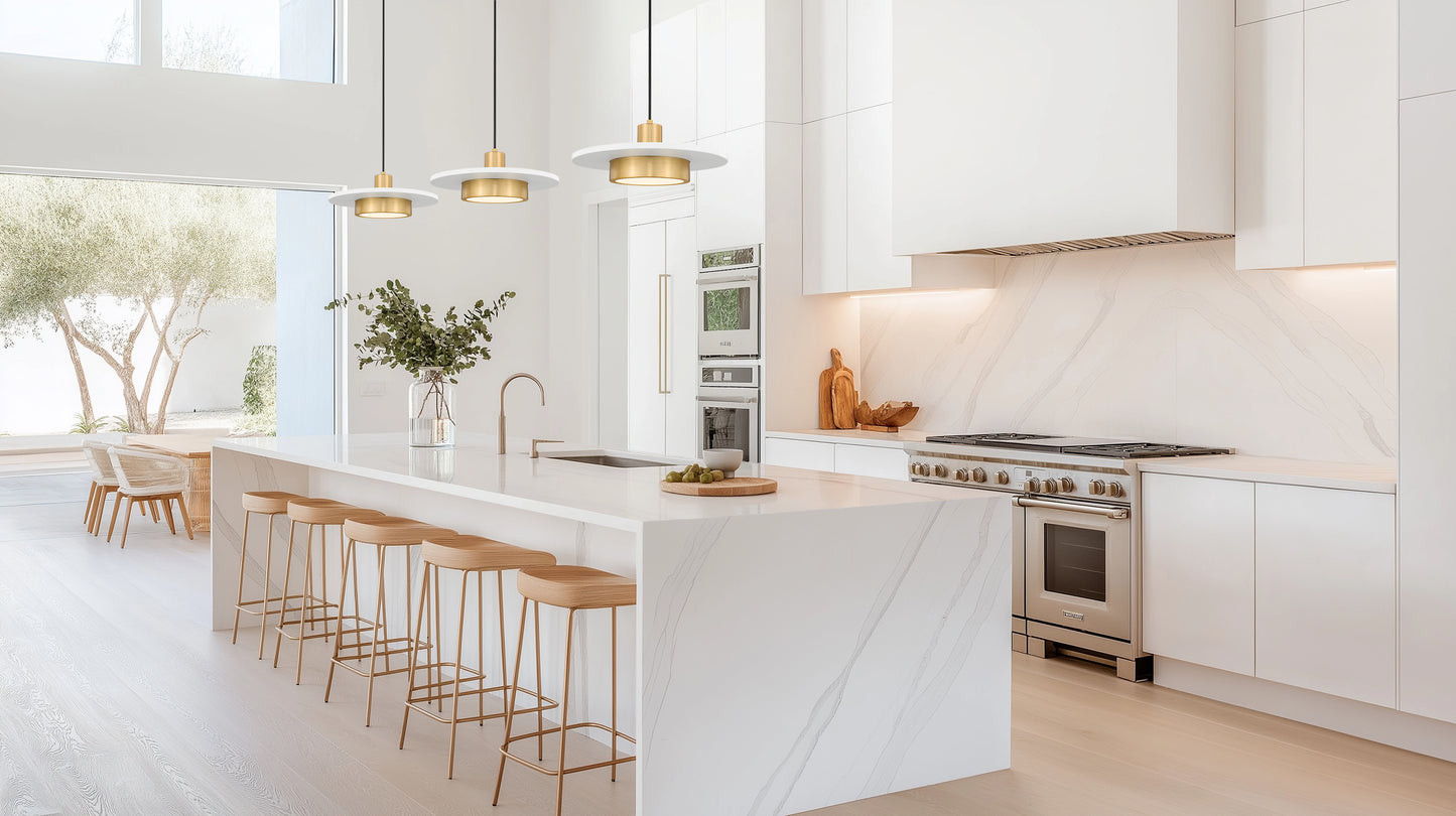 829P16-MW-MGLD-LED - Ludo 1 Light 16" Pendant - Matte White / Modern Gold