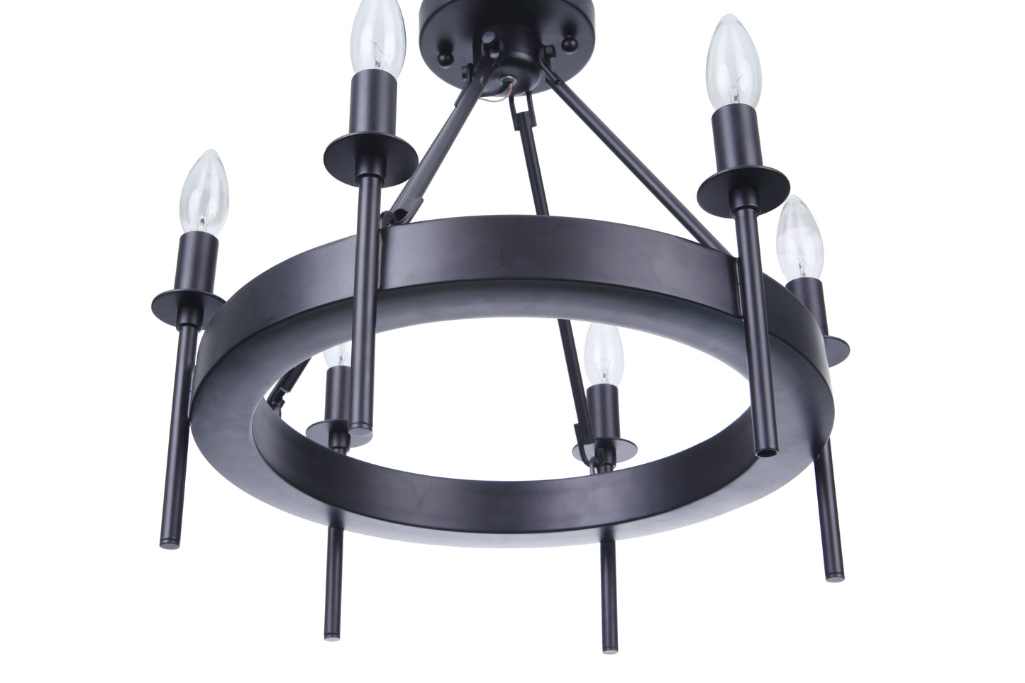 54356-FB - Larrson 6 Light 18" Wide Semi Flush Mount - Flat Black