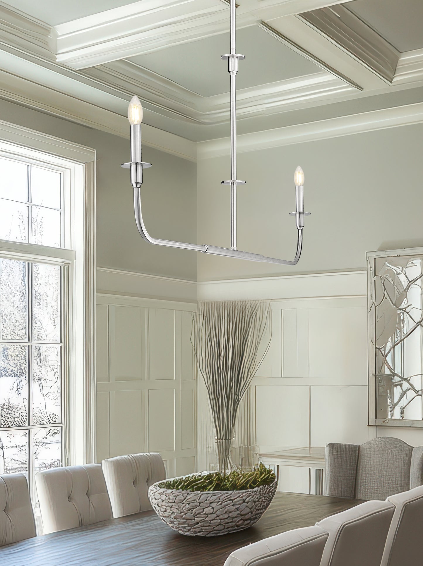 3049-60L-BN - Tova 2 Light Linear 64" Chandelier - Brushed Nickel