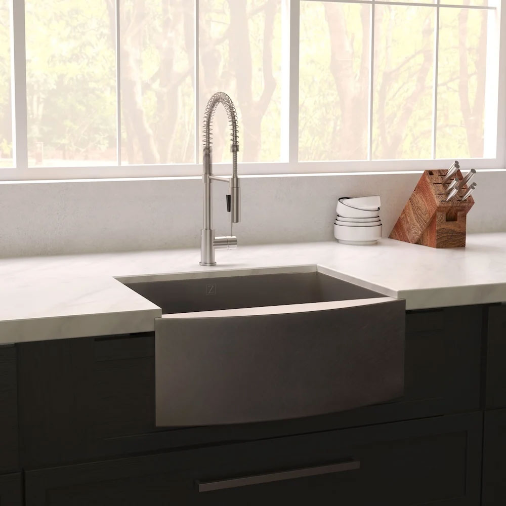 SAS-33 - 33" Vail Farmhouse Apron Mount Single Bowl Stainless Steel Kitchen Sink with Bottom Grid