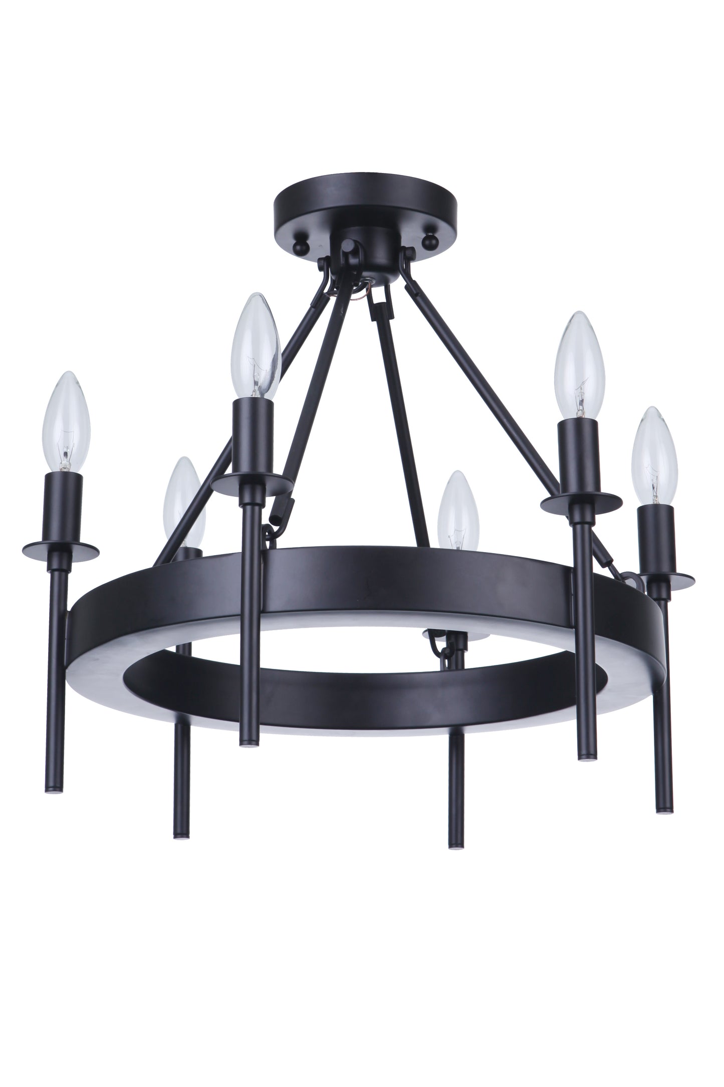 54356-FB - Larrson 6 Light 18" Wide Semi Flush Mount - Flat Black