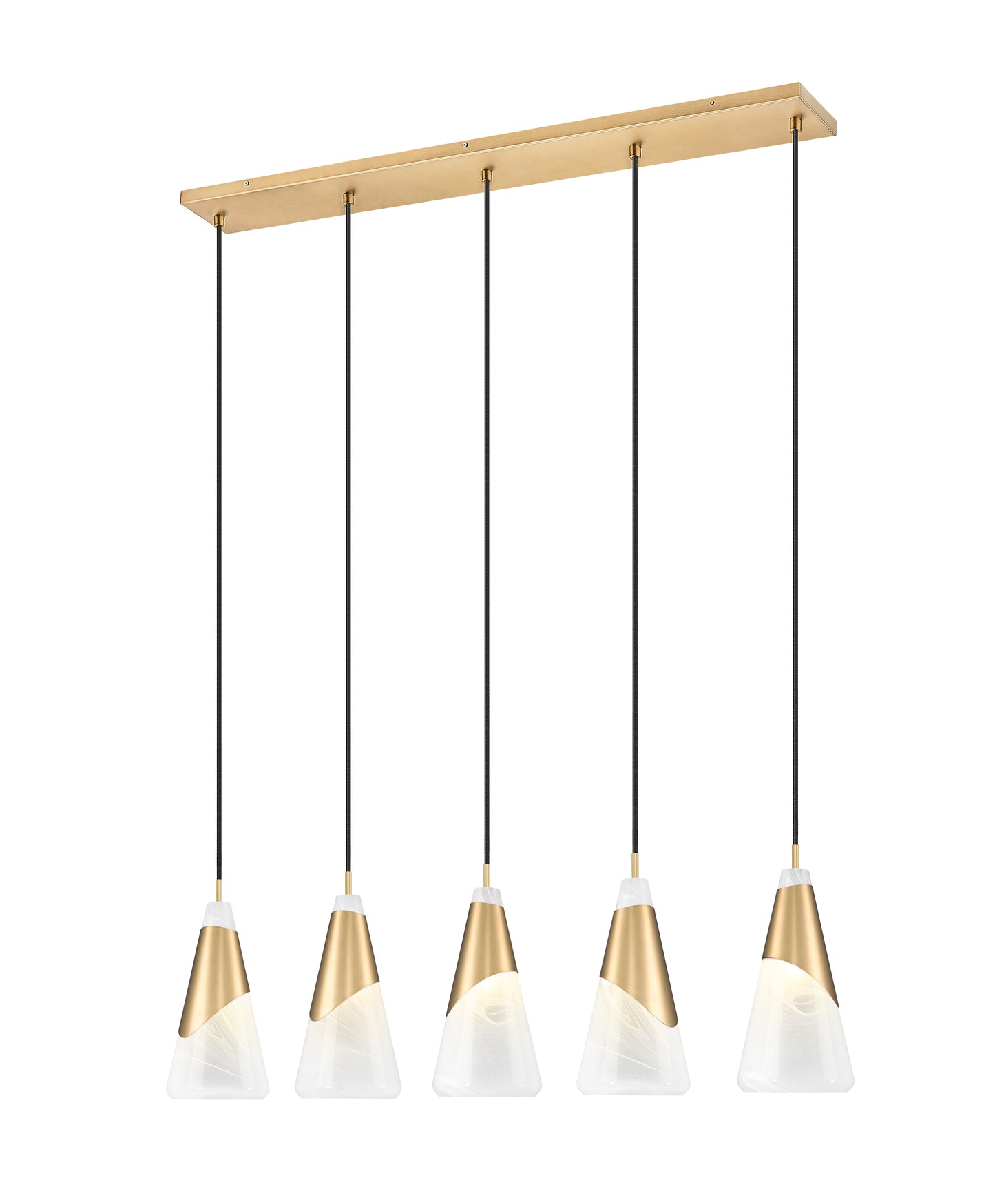828P7-5L-MGLD - Aimie 5 Light Linear 42" Chandelier - Modern Gold