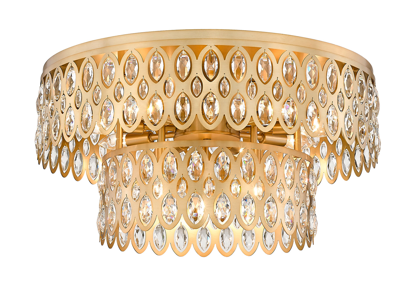 822F24-HB - Dealey 12 Light Flush 24" Mount - Heirloom Brass