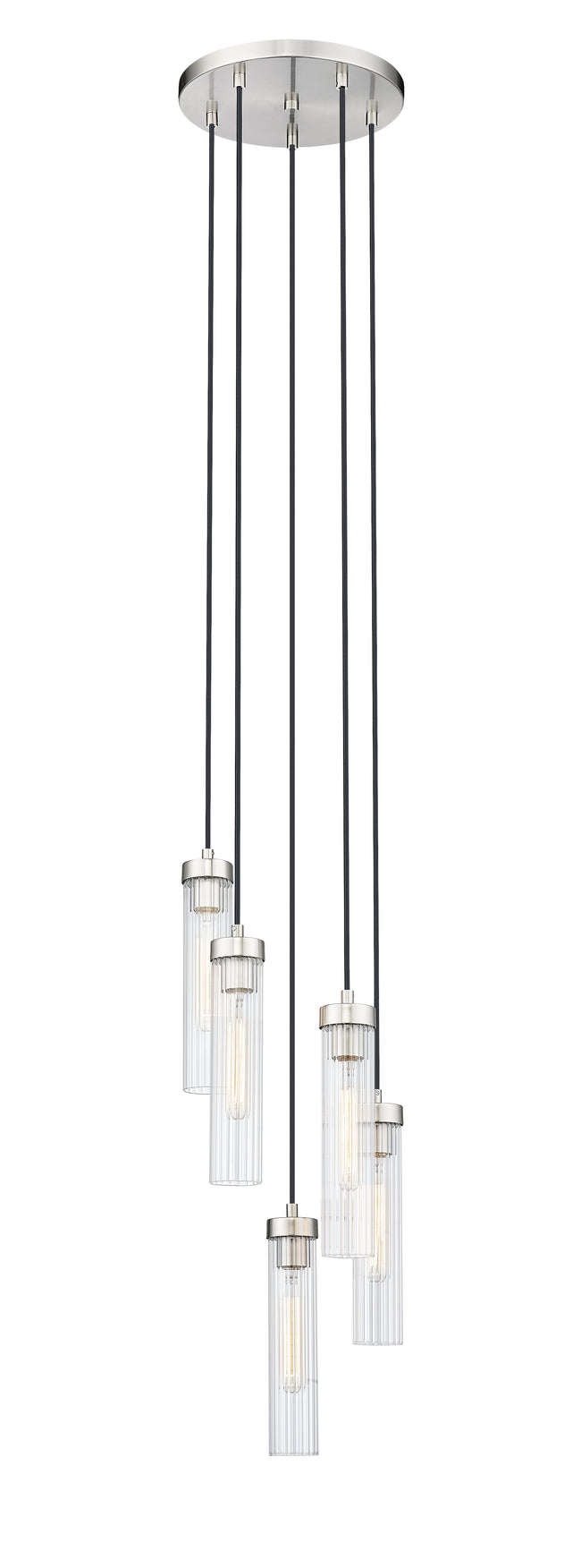 740P-5R-BN - Beau 5 Light 12" Chandelier - Brushed Nickel