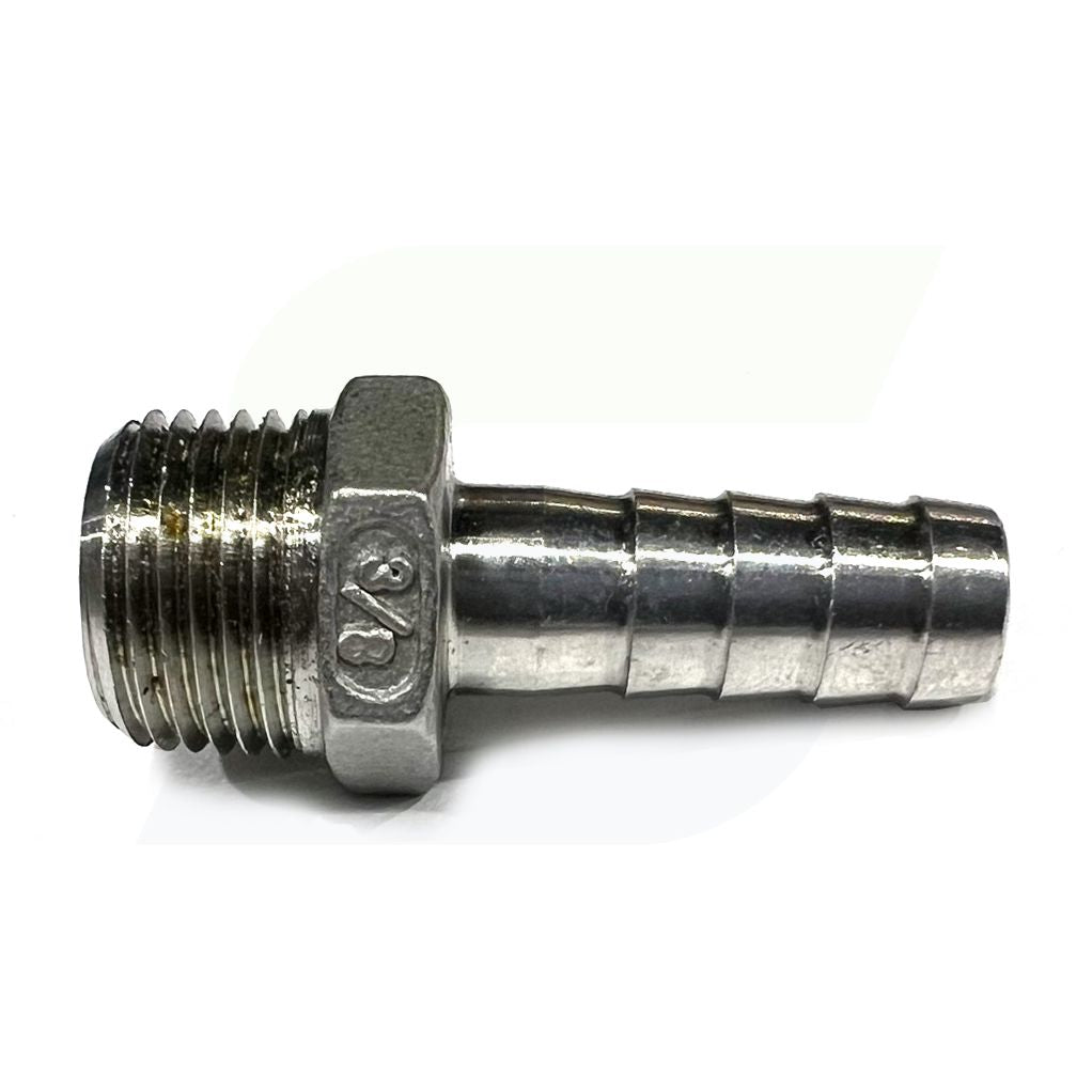 N400-038-038SS - 316 Stainless Hose Barb x Male NPT - 3/8" Hose x 3/8" Male NPT