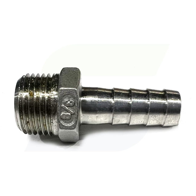 N400-038-038SS - 316 Stainless Hose Barb x Male NPT - 3/8" Hose x 3/8" Male NPT