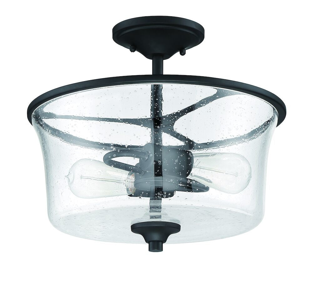 50452-FB - Gwyneth 2 Light 15" High Semi Flush Mount - Flat Black