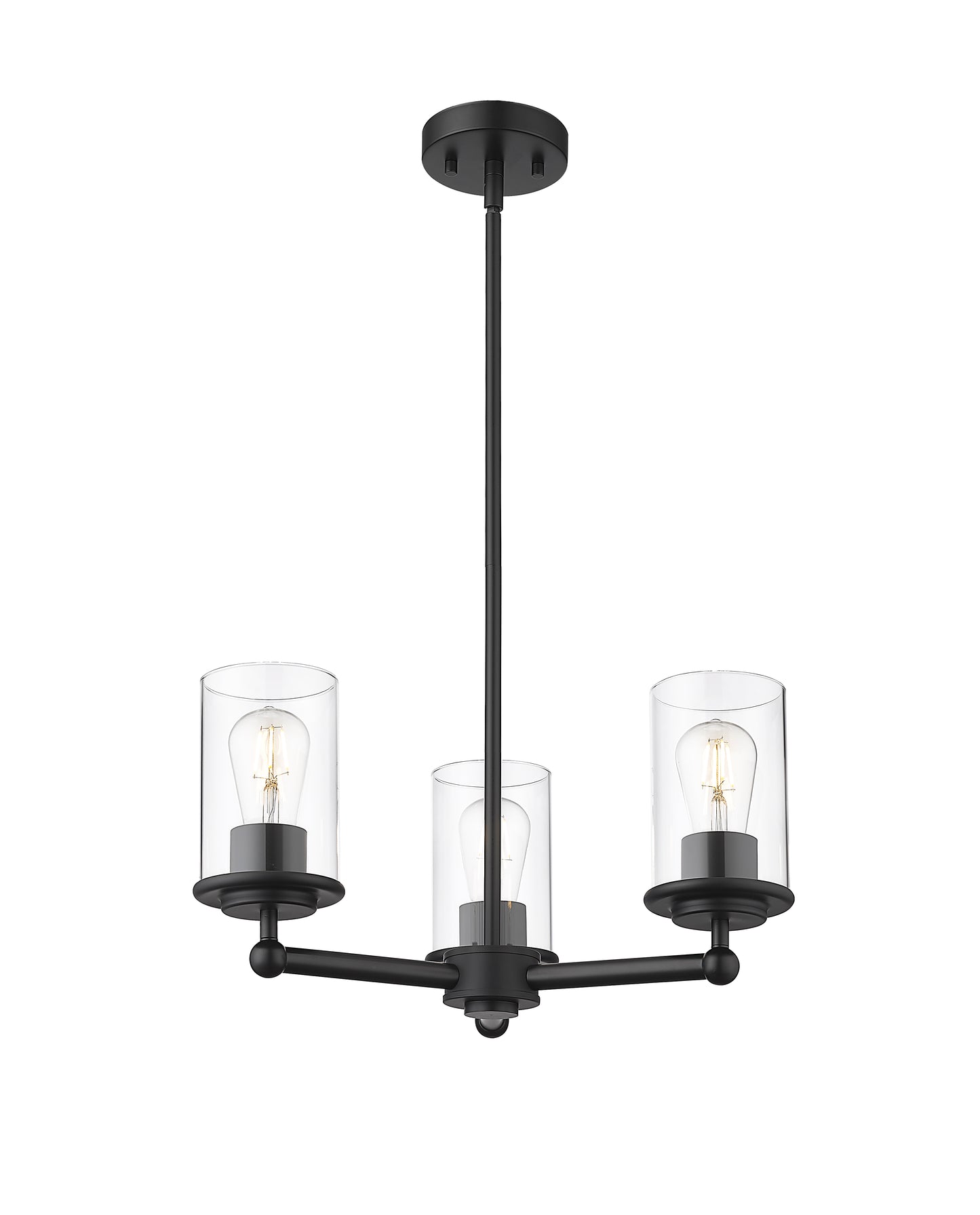 742-3MB - Thayer 3 Light 19" Chandelier - Matte Black